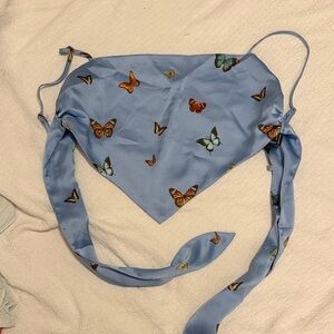 Forever 21 silky crop butterfly tie top size medium